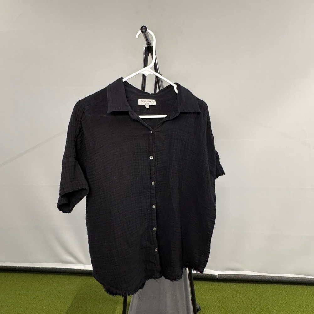 Michael Stars Black Button-Down Gauze Shirt